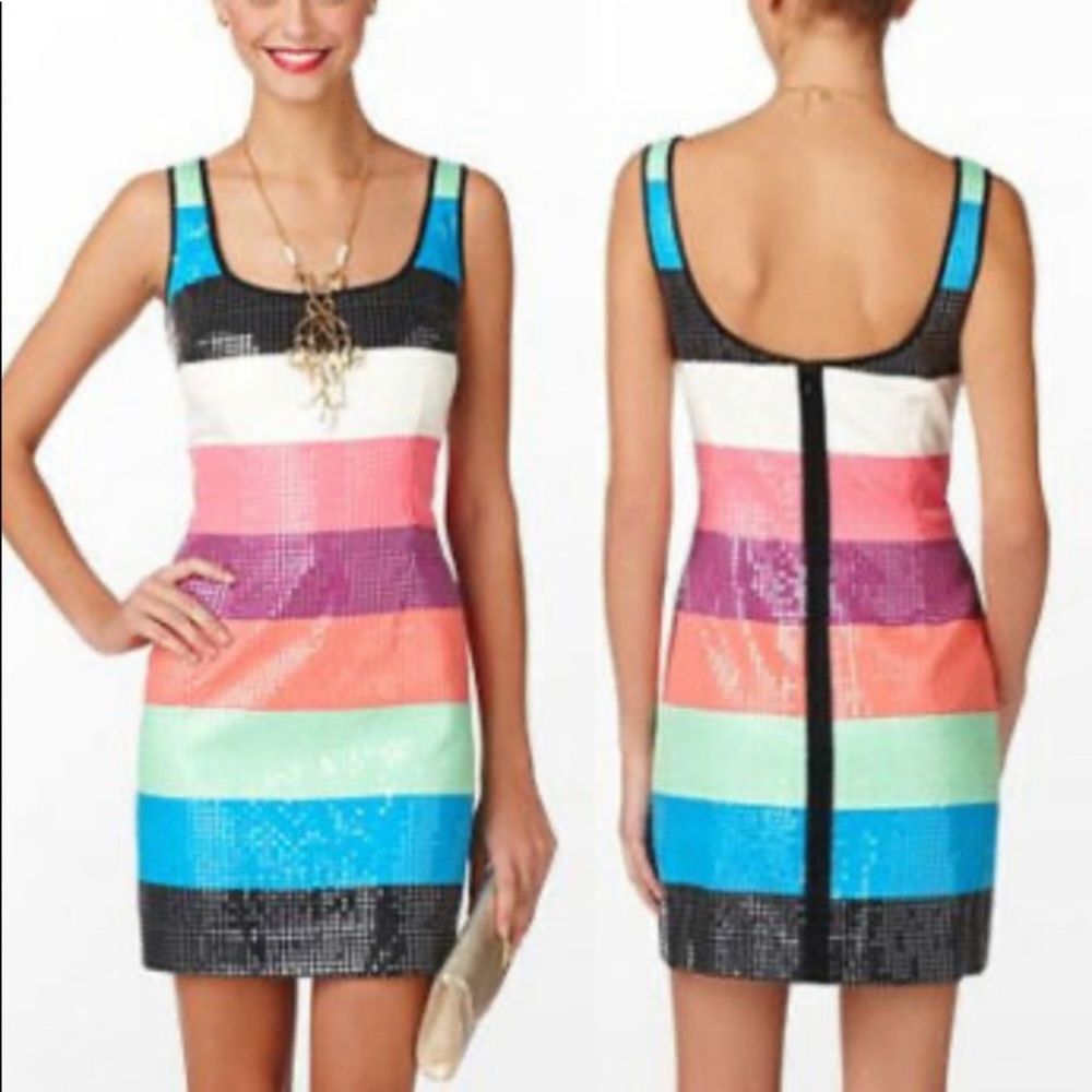 Lilly Pulitzer Sz 4 Rainbow stripe sequin Dress